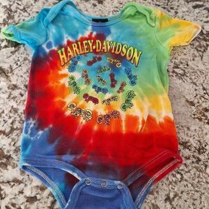 Harley -Davidson baby boys bikes swirl rainbow tie -dye creeper‎